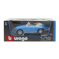 Bburago Porsche 356B Cabriolet 1961 1:18 Die-Cast Model Car - Blue | 18-12025