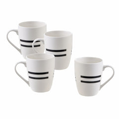 Benetton Home Set 4Pc Mug 360ML New Bone China W/ Logo Black &White Be | BE-0258