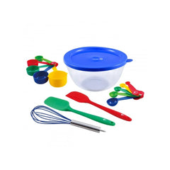 Benetton Home Set 14Pc Bowl (Bowl+Spoon+Spatula+Whisk+5 Measuring Cups+5 Measuring Spoons) High Borosilic | BE-0683