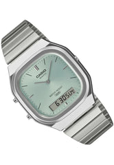 Casio Unisex Vintage Analog-Digital Watch - Green / Silver | AQ-240E-2ADF