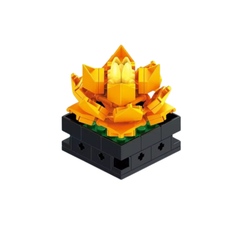 MJI, Creative LEGO-style construction sets, Mini Puzzle Bricks Desktop Succulents Potted Plant Building Blocks - 74 Pcs - Orange | MJI-13008