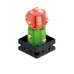 MJI, Creative LEGO-style construction sets, Mini Puzzle Bricks Desktop Succulents Potted Plant Building Blocks- 111 PCs - Pink/Green | MJI-13008