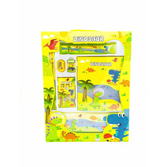Green dinosaur stationery gift set with notebook, pencils, ruler, sharpener and accessories WJ1935L