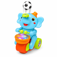 HK Elephant Musician Bump & Go Toy with Music & Light - Blue | 664B