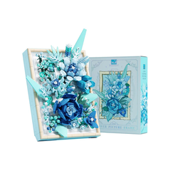 MJI, Creative LEGO-style construction sets, 756 Pcs Flower Picture Frame Building Set - Blue | MJI-13060