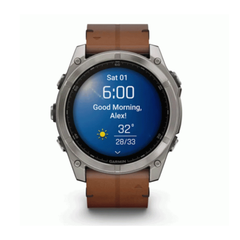 Garmin fenix 8 – 51 mm Smartwatch - Sapphire, Titanium with Chestnut Leather Band | 010-02905-40