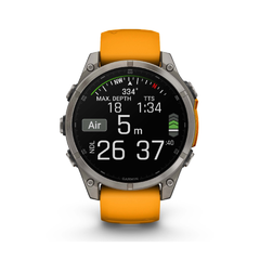 Garmin fenix 8 – 47 mm Smartwatch, AMOLED - Sapphire, Titanium with Spark Orange/Graphite Silicone Band | 010-02904-11
