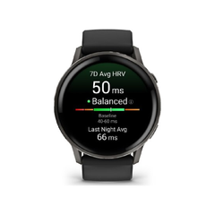 Garmin Venu 4 Smartwatch - 45 mm Slate with Black Silicone Band | 010-03014-00