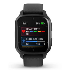 Garmin Venu Sq2 Smartwatch - Slate Aluminium Bezel with Black Case and Silicone Band | 010-0700-10