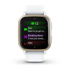 Garmin Venu Sq2 Smartwatch, Cream Gold Aluminium Bezel with White Case and Silicone Band | 010-02700-11