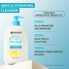 Garnier Fast Clear Gentle Cleanser Hydrating Face Wash for Acne Prone Skin - 250ml