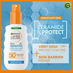 Garnier Ambre Solaire Sensitive Advanced SPF50 + Ceramide Protect Sunscreen Spray For Kids - 150ml