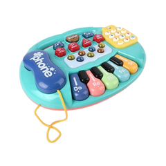 Kids Music Keyboard Toy – Educational Light-Up Piano with Phone & Functions (Blue/Green) | CY-7071B