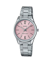 Casio LTP-V005D-4BUDF Analog Watch - Pink Dial - Stainless Steel Bracelet | LTP-V005D-4BUDF