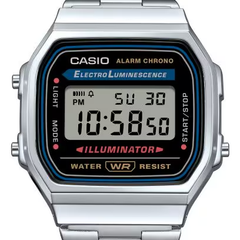 Casio Digital Watch – Silver Case, Black Dial & Silver Bracelet | A168WA-1WDF