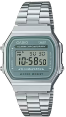 Casio Digital Watch – Silver Case, Green Dial & Silver Bracelet | A168WA-3AYDF