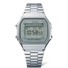 Casio Digital Watch – Silver Case, Green Dial & Silver Bracelet | A168WA-3AYDF