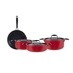 Karaca Bio Diamond Pro Induction Based Japanese Cookware Set - Red, 7-Piece | 153.03.07.8092