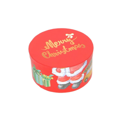 Christmas Round Gift Box Set - 3 Pieces Assorted Sizes Merry Christmas Printed Decoration - Red | AL1769