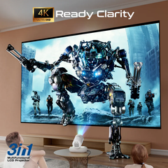 Promate Beamer-250R 4K Compatible HD Wireless LCD Projector with Built-In Speaker & Ambient RGB Light | Beamer-250R