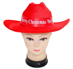Christmas Party Cowboy Hat - Red Felt Holiday Costume Accessory | AL1341