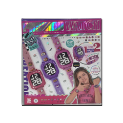 Fashion Watch DIY Set - Digital Watch & Bead Bracelet Kit - Pink & Purple Design | KSY937