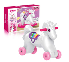 Dolu 2-in-1 Rocking Unicorn Ride-On Toy – White & Pink | 2509
