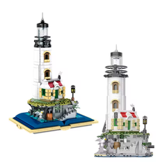 MJI, Creative LEGO-style construction sets, Island Lighthouse With LED Book Building Set - 1092pcs | MJI-13045