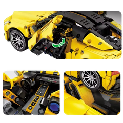 MJI, Creative LEGO-style construction sets, 1269pcs Luxury Technic Speed Super Racing car - Yellow | MJI-8612