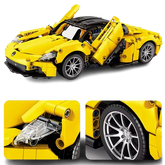 MJI, Creative LEGO-style construction sets, 1269pcs Luxury Technic Speed Super Racing car - Yellow | MJI-8612
