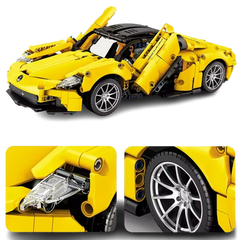 MJI, Creative LEGO-style construction sets, 1269pcs Luxury Technic Speed Super Racing car - Yellow | MJI-8612