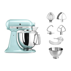 KitchenAid Tilt-Head Artisan Mixer Ice Blue 4.8L + 3L Bowl + Flex Edge Beater | 5KSM175PSEIC