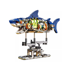 MJI, Creative LEGO-style construction sets, Mecha Shark Building Blocks Set, 687 Pieces Kit with Base | MJI-13054