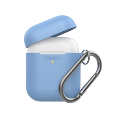 Promate Slim Silicon case for Apple Airpods with Carabiner Hook - Blue | GRIPCASE