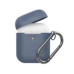 Promate Slim Silicon case for Apple Airpods with Carabiner Hook - Navy | GRIPCASE
