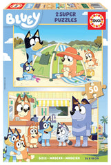 Educa Bluey - 2 Super Puzzles 50 pcs (Wooden) | 19408