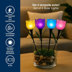 Beper Tulipano Solar Garden Lights Set of 4 with Stakes | P207ILO105