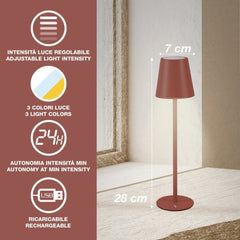Beper Rechargeable Table Lamp Brick Red 3W | P207ILI204