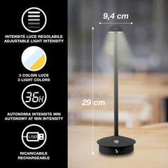 Beper Rechargeable Table Lamp Slim Black | P207ILI153