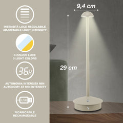 Beper Rechargeable Table Lamp Slim Light Grey | P207ILI152