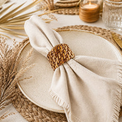 Karaca Veranda Bohemian Rattan Napkin Ring Natural Wood | 8683650379317