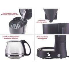 Beper Drip Coffee Machine 600ml Glass Carafe 600W | BC060