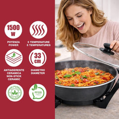 Beper Electric Wok 5L 1500W Ceramic Non-Stick | P101COS100