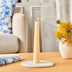 Karaca Striped Taper Candle Beige 22 cm Decorative | 8683650395232
