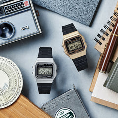 Casio Digital Watch Gold Black Resin | F-91WM-9ADF