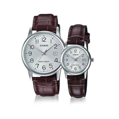 Casio casio-women-3h-watch- Women Watch Silver Brown Leather | LTP-V002L-7B2UDF
