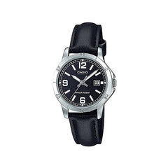 Casio casio-women-3h-watch- Women's Watch Black Leather | LTP-V004L-1BUDF