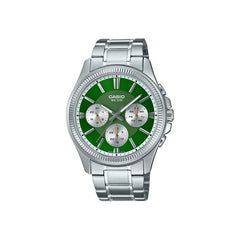 Casio Analog Watch Silver Green Dial | MTP-1375D-3AVDF