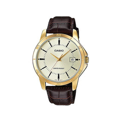Casio Analog Watch Gold Brown Leather | MTP-V004GL-9AUDF