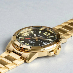 Casio Men 3h Analog Watch Gold Black | MTP-VD01G-1BVUDF